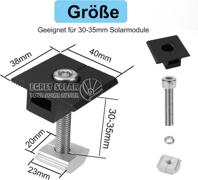 Solar Black Adjustable Mid Clamp Solar Black Adjustable Mid Clamp